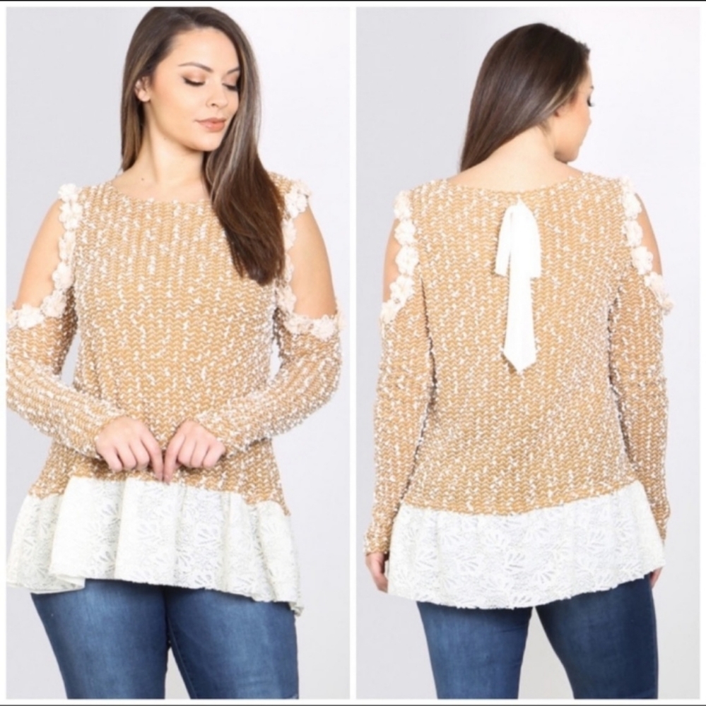 Gave away for Christmas Ryu A'reve Plus Floral Lace Sweater Cut Out Sleeves